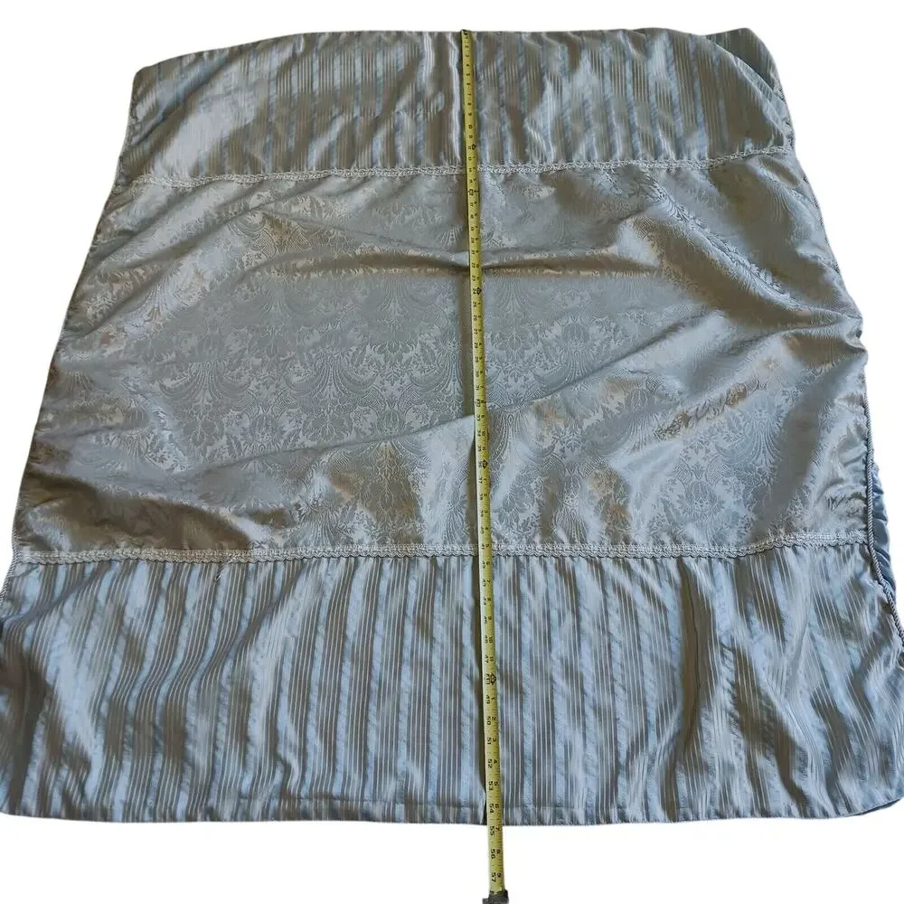 Satin Throw 55 x 47 Baroque LT BLUE Silky Bed Sofa Chair Home Baby Blanket Vntg